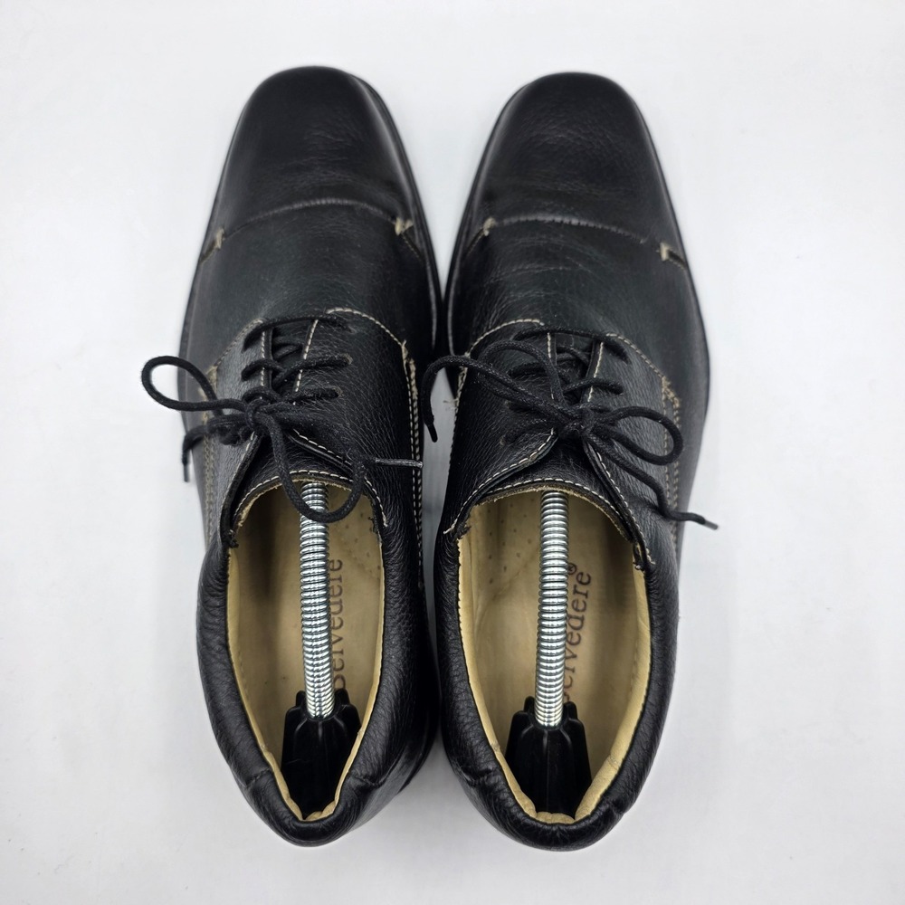 Belvedere Dress Shoes Mens 8.5 D Black Leather Florence Oxford Pebbled Cap Toe - Picture 6 of 12